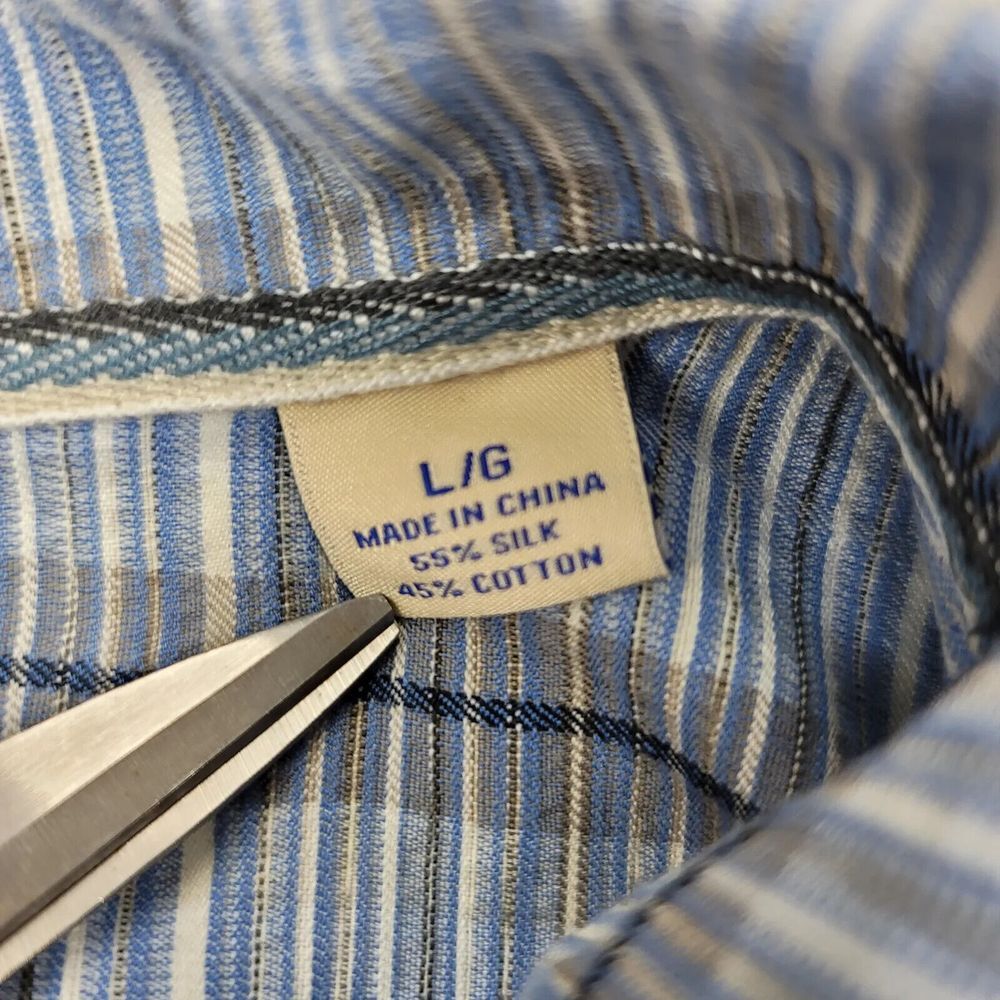 Tommy Bahama Shirt Mens Large Blue Silk Camp Outdoors Beach Lightweight Original - Picture 8 of 11